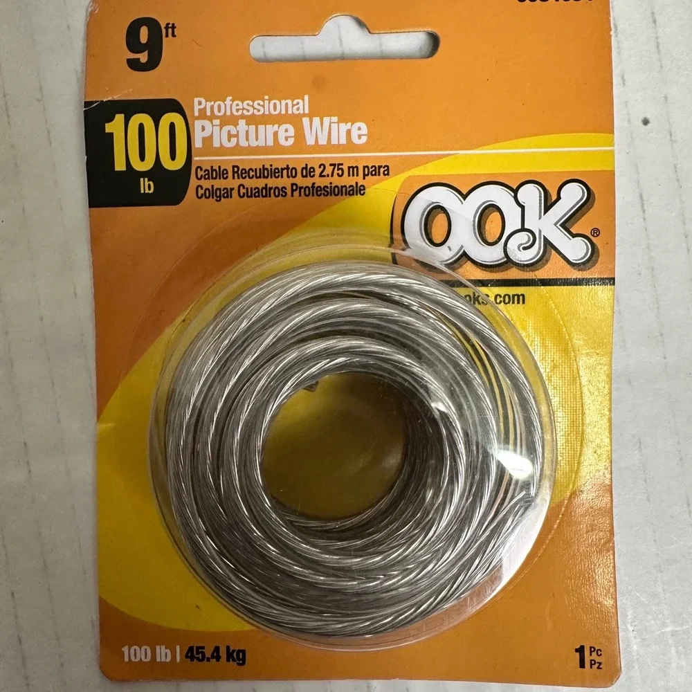 OOK 50 lb Stainless Steel Hanging Wire & 100 lb Picture Wire 9 ft Lot of 2
